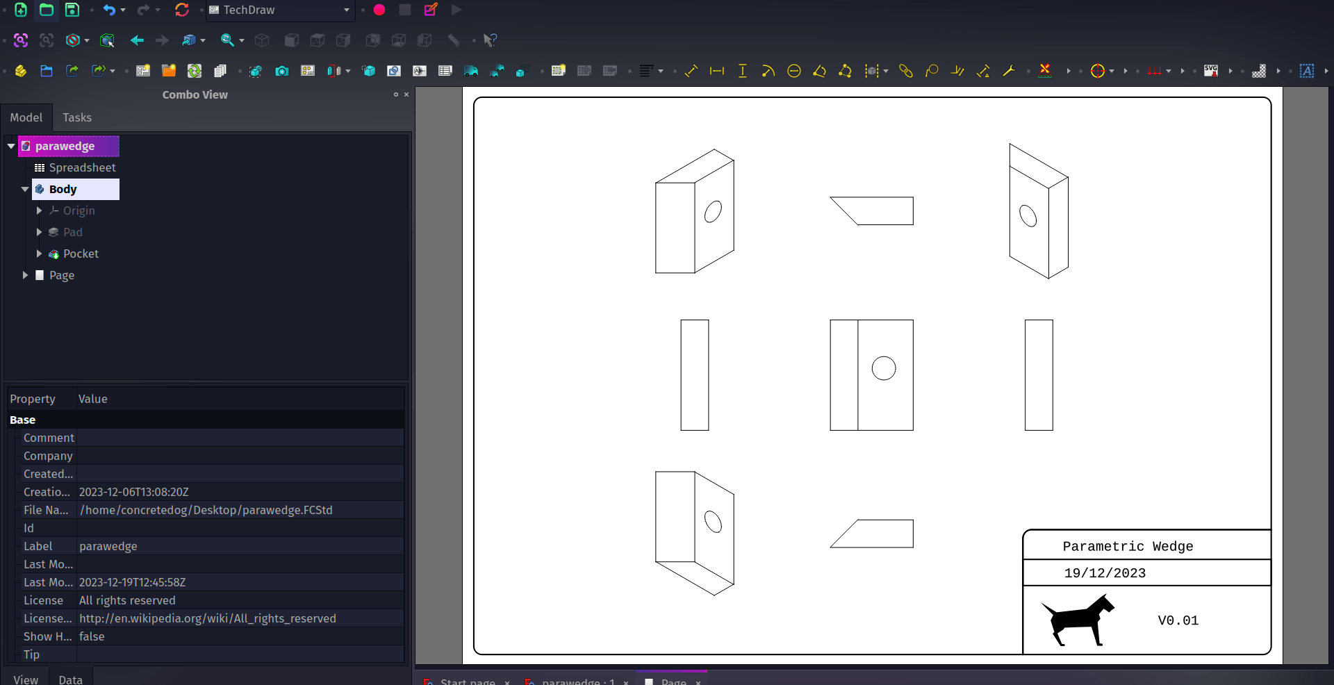 Techdrawing wedge Techdrawing wedge